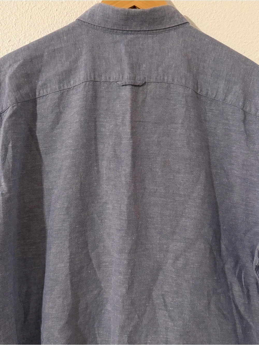 Banana Republic Slim Fit Blue Linen Button Down S/ Sleeve Shirt Men's Size XL